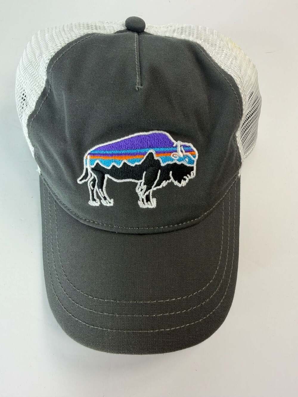 Patagonia Fitz Roy Bison Mesh Trucker Hat Gray Snapback
